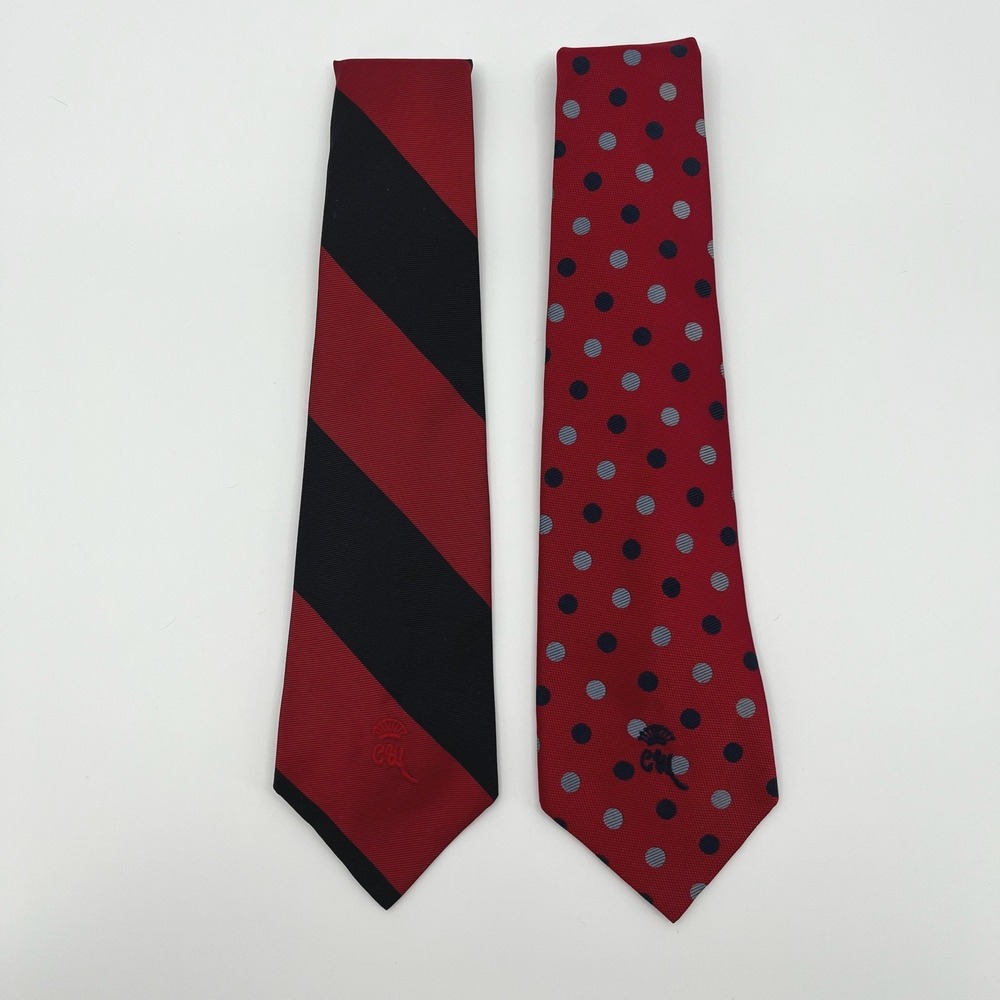 Vtg 80s Countess Mara Mens Ties LOT of 2 Silk Necktie Repp Stripe Polka Dot